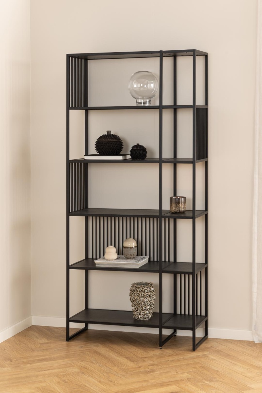 Biblioteca Strington, Negru, 185x85x35 cm - Imagine 2