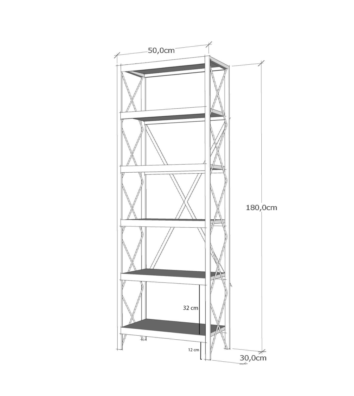 Bibliotecă Suadiye Natural 50x180x30 cm