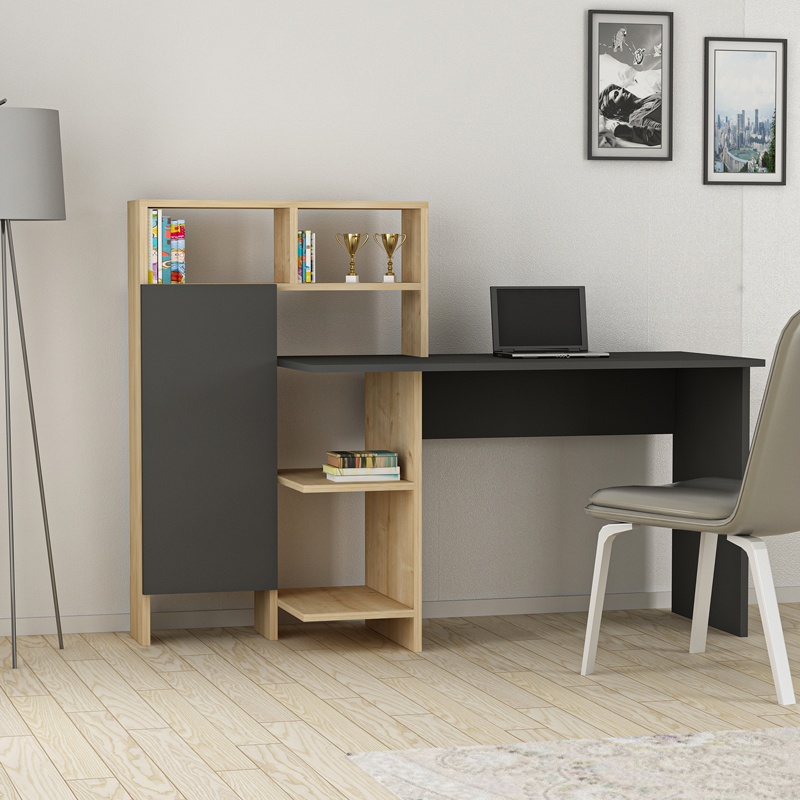 Birou Calisma, Pako World, Stejar-Gri, 135x60x111 cm - 1 | YEO