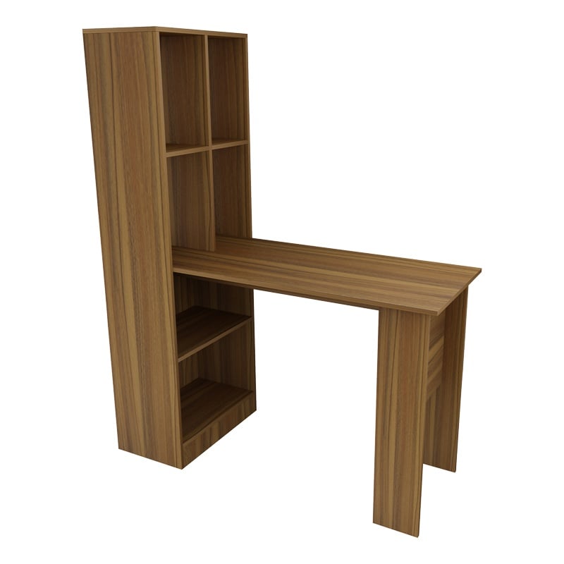 Birou cu biblioteca Acumen melamina nuc 120x50x150 cm - 3 | YEO