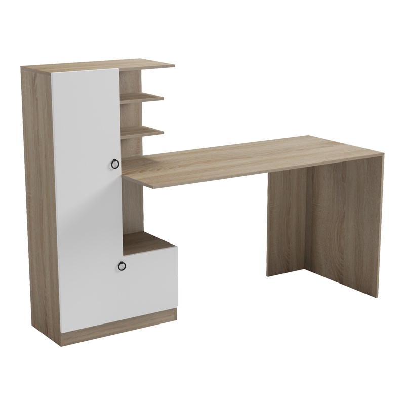 Birou cu biblioteca, Felanbo, Pako, Alb 160x60x125 cm - 2