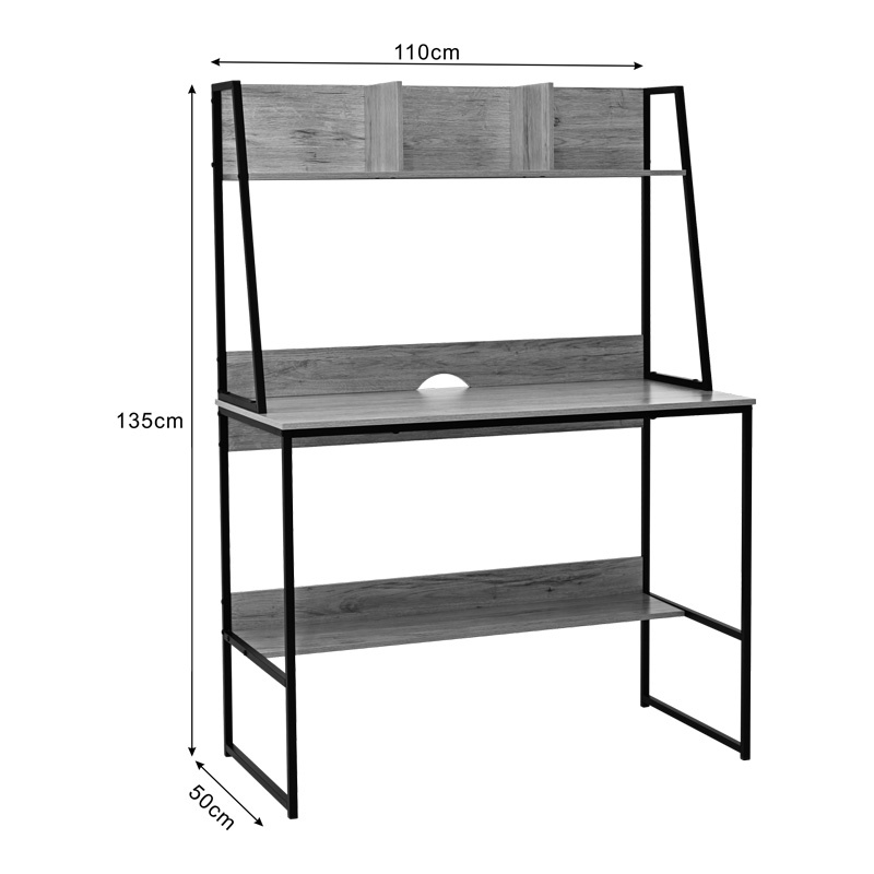 Birou cu raft Herbey, Pako World, Stejar, 100x48x139 cm