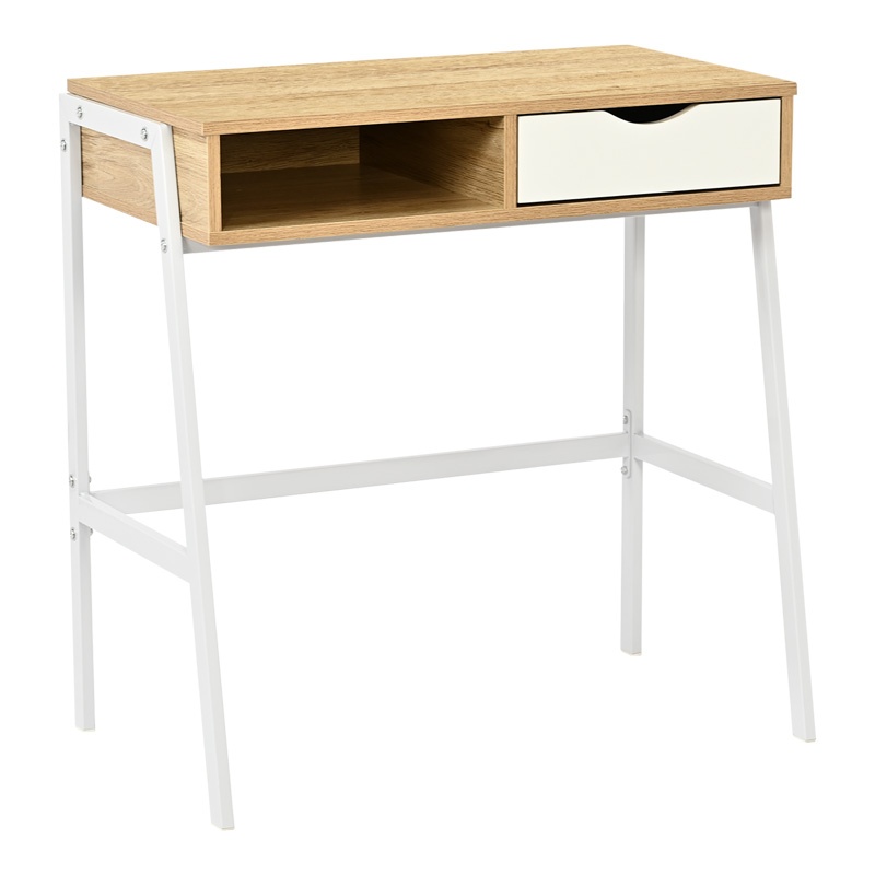 Birou cu raft Rezio, Pako World, Alb, 75x45x76 cm