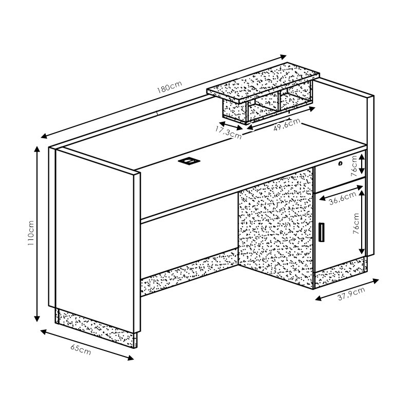 Birou de receptie Oscar nuc - antracit 180x65x76cm - 4 | YEO