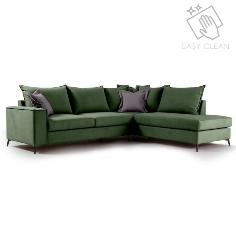 Coltar Stanga Boston Verde Inchis - Gri Inchis 290x235x95 cm