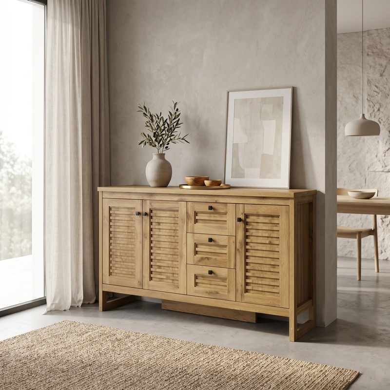 Comoda, Beles, Pako, Sonoma 160x40x93.5 cm