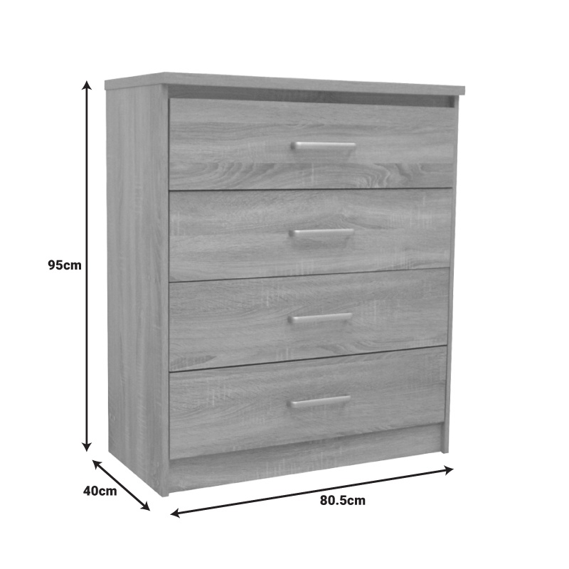 Comoda cu 4 sertare Olympus, Pako World, Stejar, 80x40x95 cm