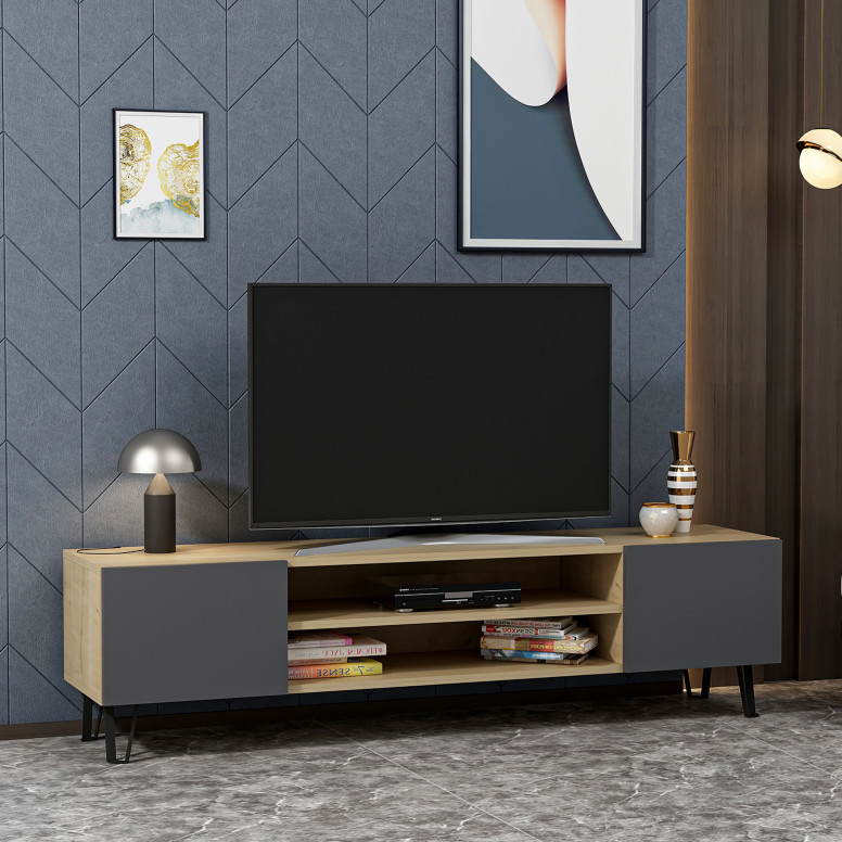 Comoda TV Bloom - Oak, Antracit