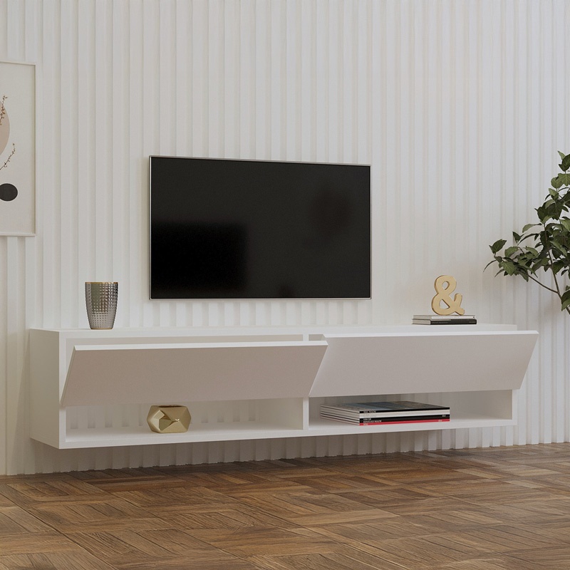 Comoda TV suspendata Melosa, Pako World, Alb, 141x30x31 cm - 2 | YEO