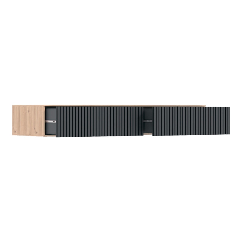 Consola cu 2 sertare Doha, Pako World, MDF, Negru-Stejar, 120x41x20 cm - 2 | YEO