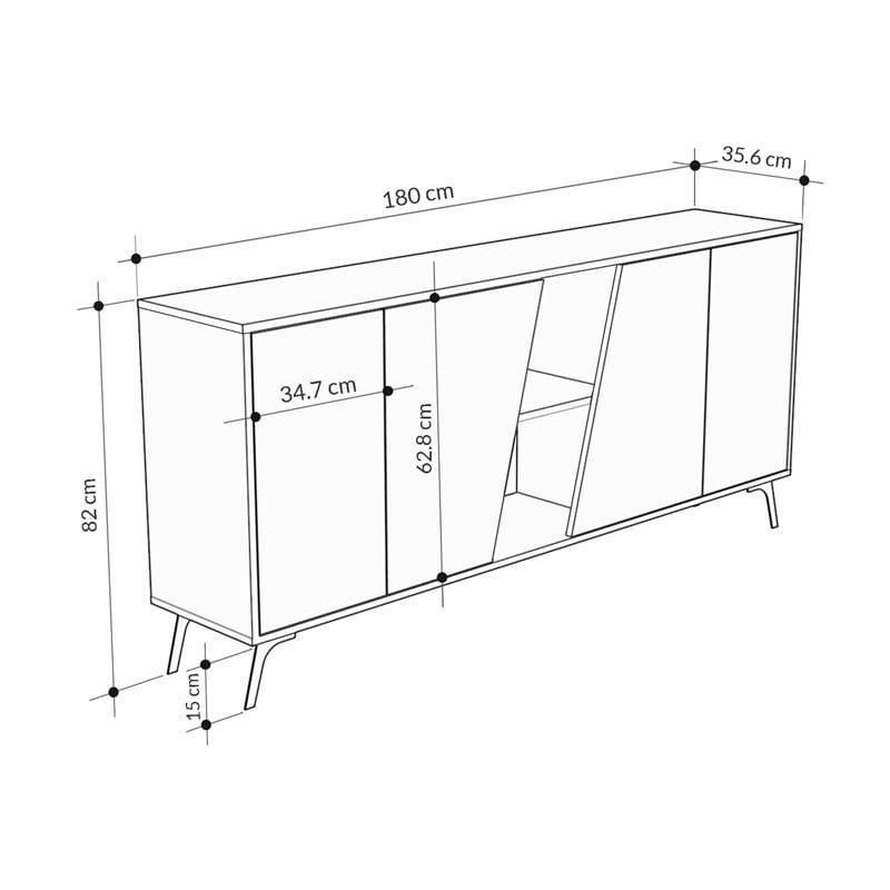 Consola Hana culoare lemn natural - carbune antic 180x35.5x82cm