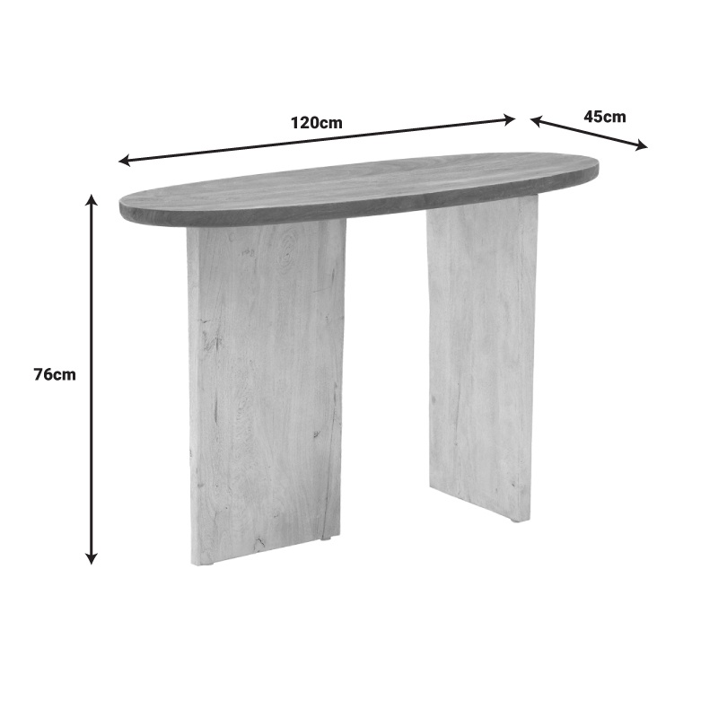 Consola Spline alb spalat si lemn masiv de acacia natur 45x76x cm