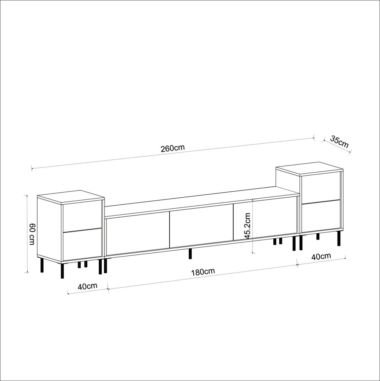 Consola TV Imaj Alb 180x45.2x35 cm