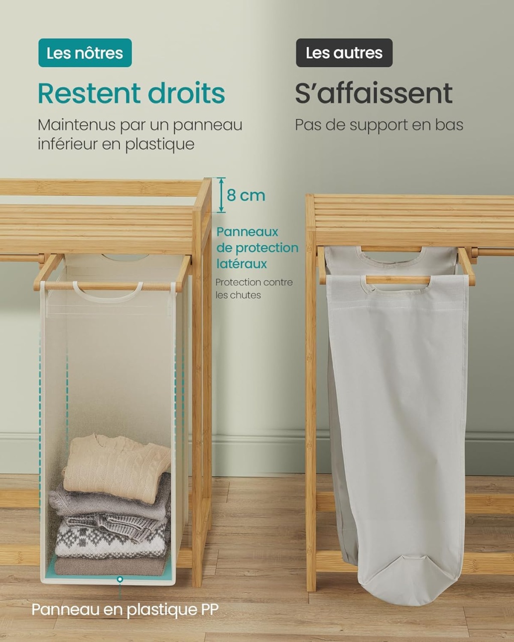 Cos de rufe Crem Songmics 67.3x33x78 cm