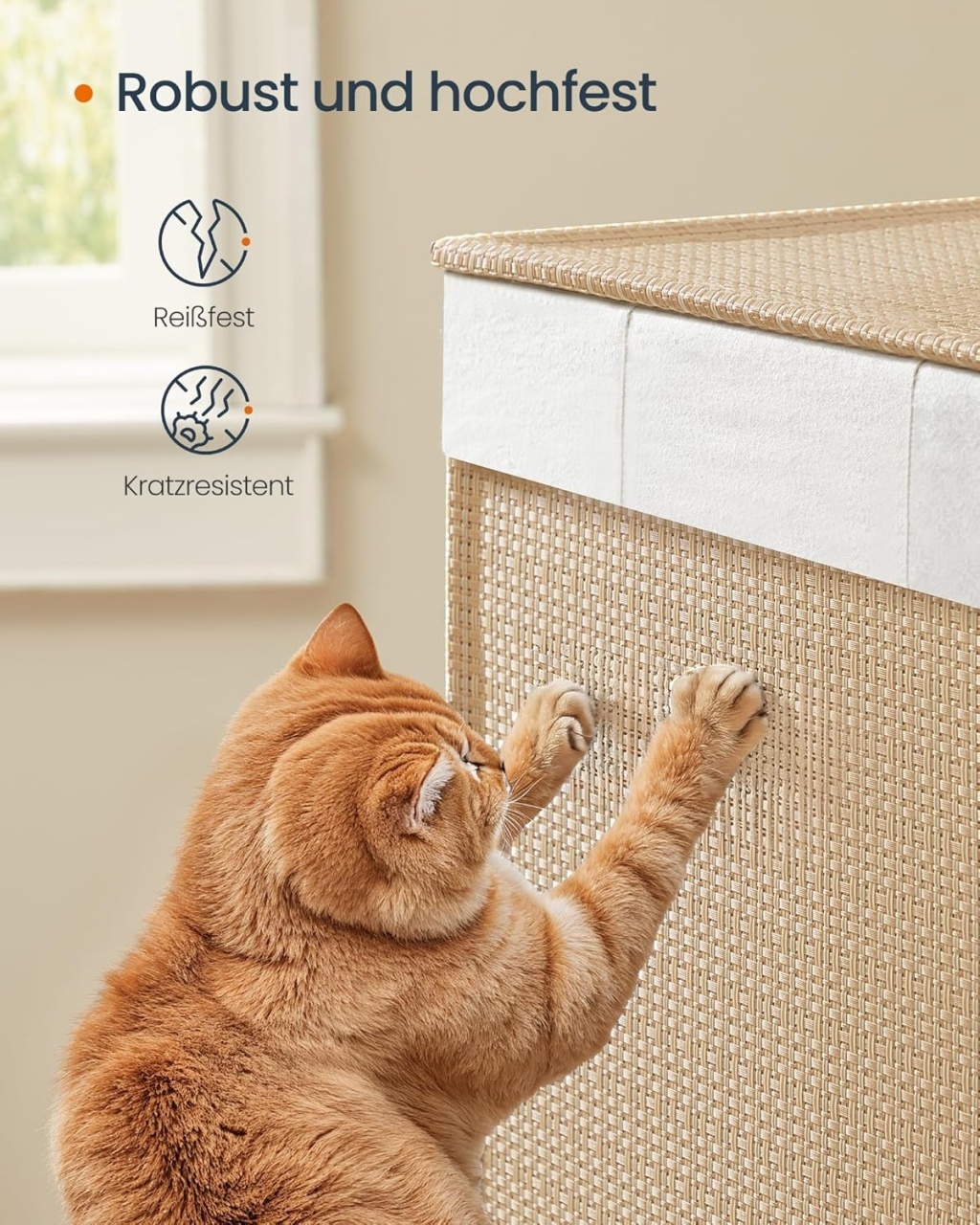 Cos de rufe Songmics, Natur, LCB601N01, 46.5 x 37.5 x 65 cm - 3 | YEO