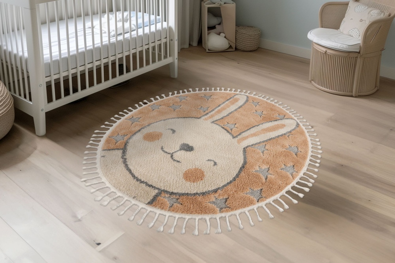Covor rotund copii Fano Portocaliu 133x133 cm - 2 | YEO