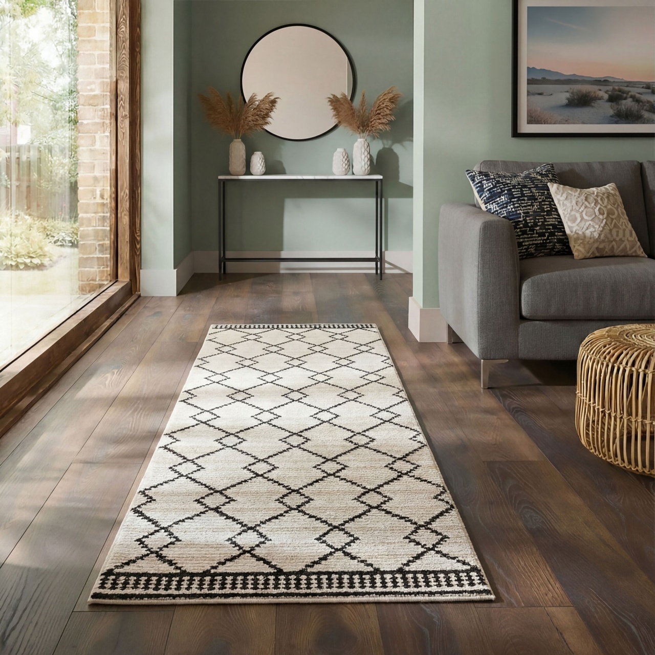 Covor traversa Allia Diamond Monocrom 80x300 cm