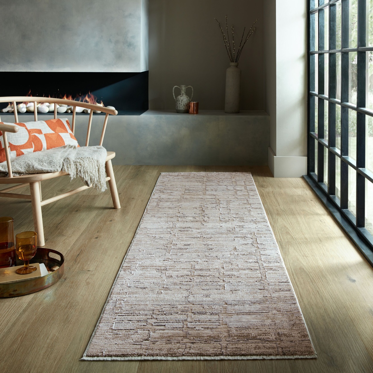 Covor traversa Evelyn Matilda Abstract Natural 66X240 cm, Flair Rugs