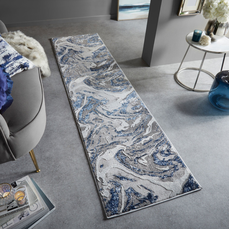 Covor traversă Marbled Bleumarin 60X230 cm, Flair Rugs