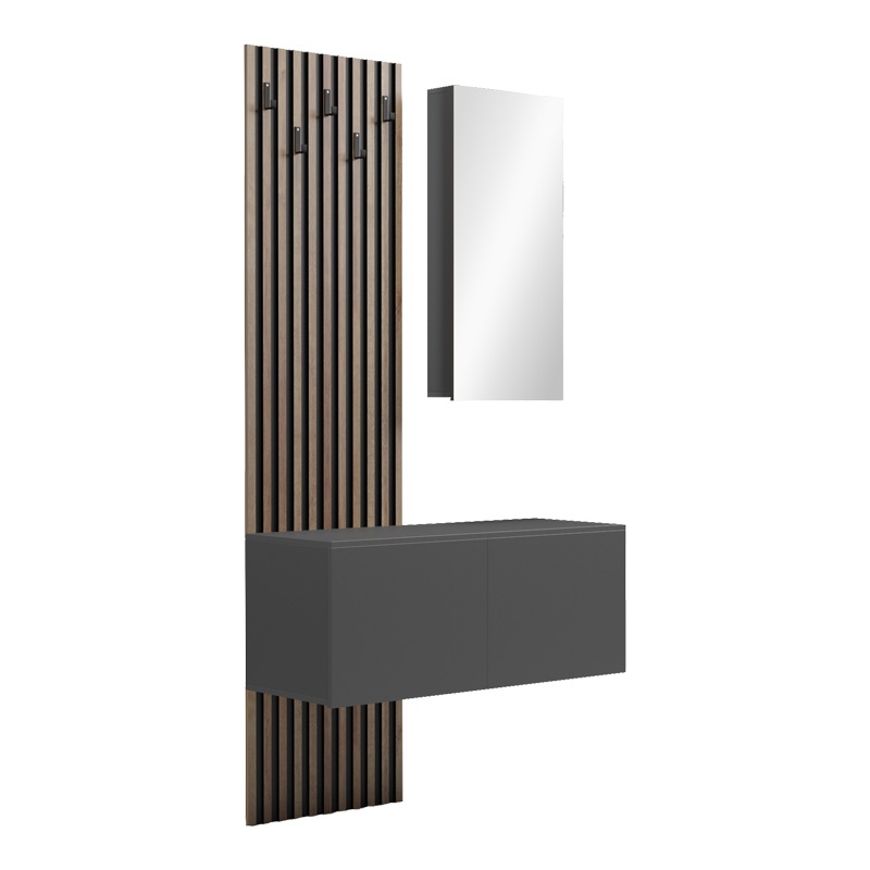 Cuier cu oglinda Arika Maro 100x37.1x199.5 cm - 1 | YEO