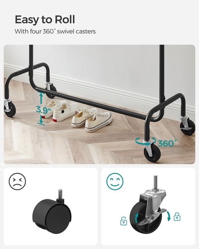 Cuier stander Negru Songmics 150x45x162.8 cm - 4 | YEO