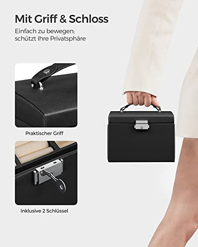 Cutie bijuterii, Songmics, Negru, 17.5x13.5x12 cm - 3 | YEO