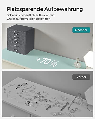 Cutie de bijuterii, Songmics, Gri, 30.5x21.5x31.5 cm