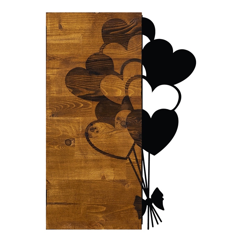 Decoratiune de perete Hearby, Pako World, Lemn de pin, Natural, 39x3x58 cm