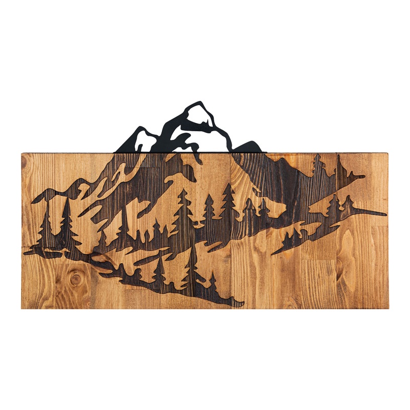 Decoratiune de perete Mounten, Pako World, Lemn de pin, Natural, 57x3x33 cm