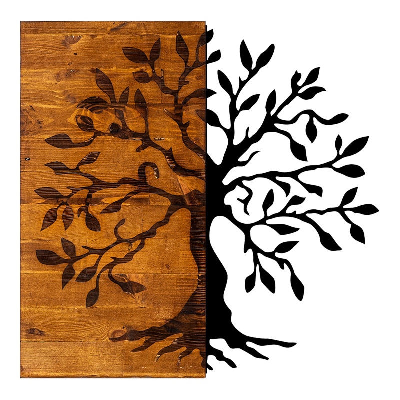 Decoratiune de perete Trelbo, Pako World, Lemn de pin, Natural, 58x3x58 cm