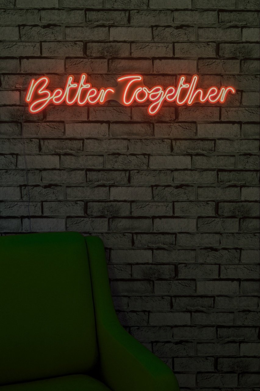 Decoratiune luminoasa LED de perete Better Together Rosu 84x16x2 cm - 2 | YEO