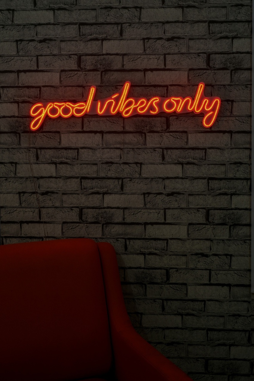 Decoratiune luminoasa LED de perete Good Vibes Only Rosu 76x19x2 cm - 1 | YEO