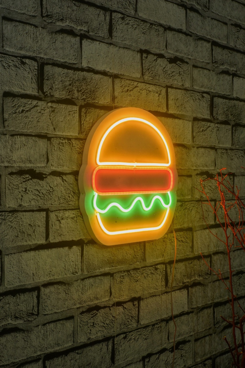 Decoratiune luminoasa LED de perete Hamburger Multicolor 28x27x2 cm - 1 | YEO