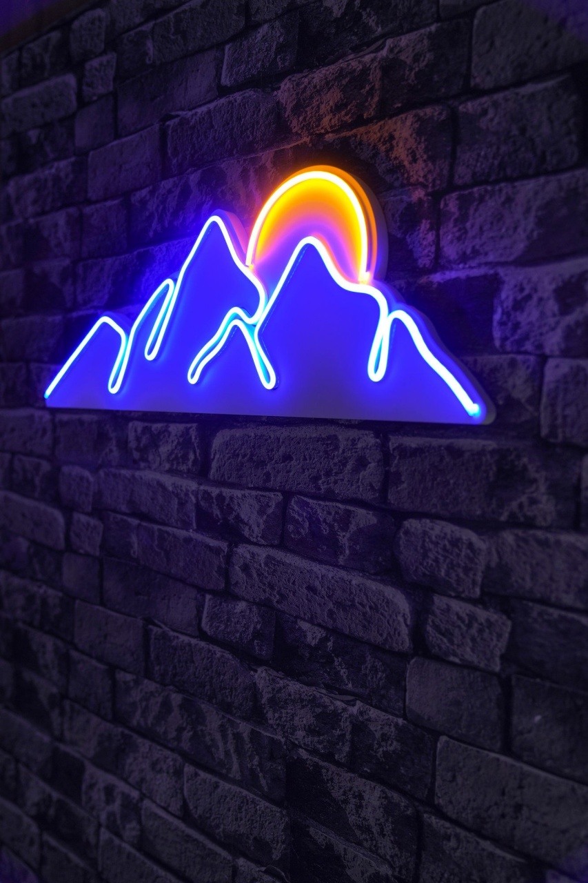 Decoratiune luminoasa LED de perete Mountain Albastru 21x62x2 cm - 1 | YEO