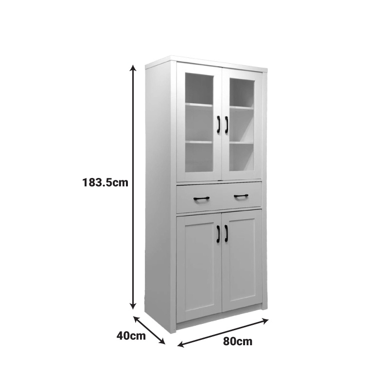 Dulap bucatarie cu vitrina Nisso Alb 80x40x183.5 cm