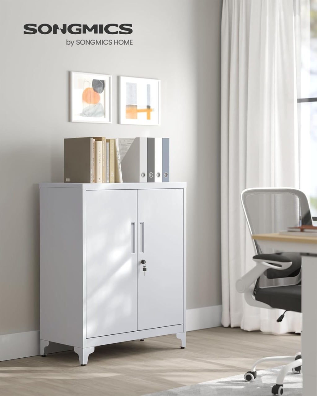 Dulap de depozitare din metal, Songmics, Gray, 40 x 80 x 90 cm - 2 | YEO