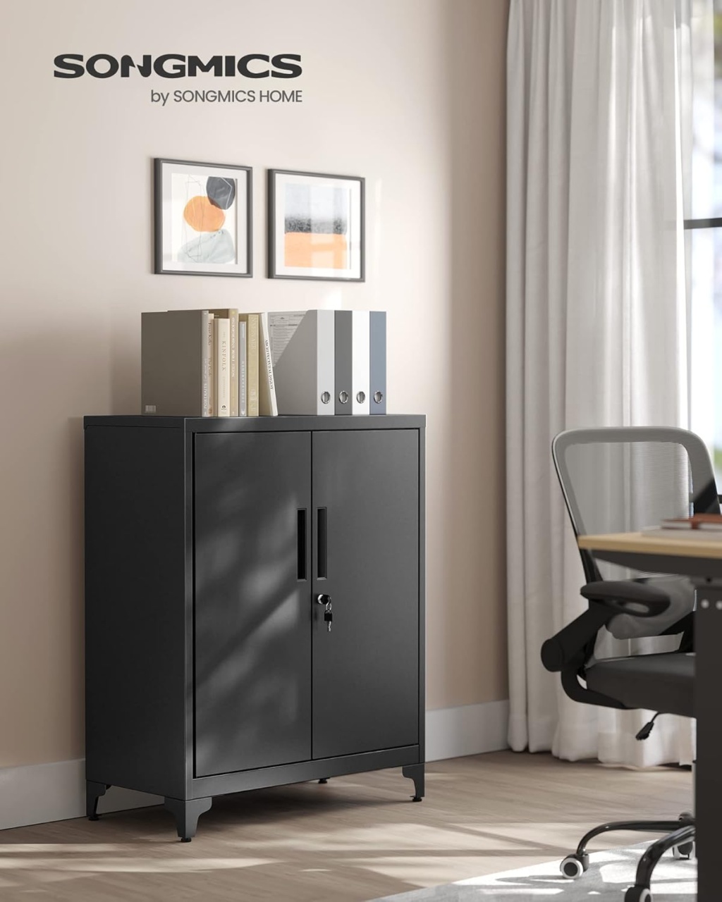 Dulap de depozitare din metal, Songmics, Gri, 80 x 40 x 180 cm