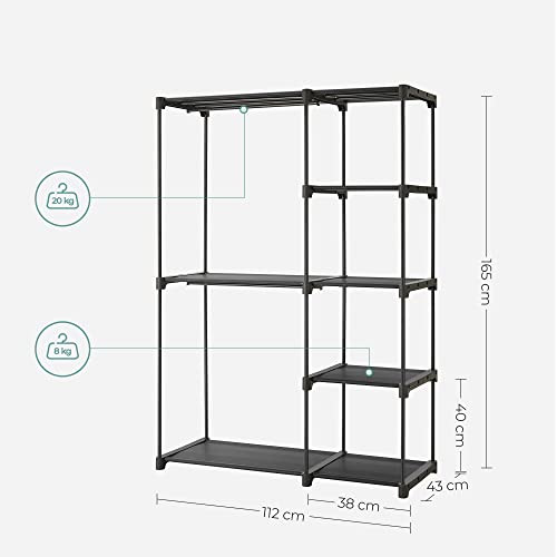 Dulap pentru haine, Songmics, Negru, 112x43x165 cm - 3 | YEO