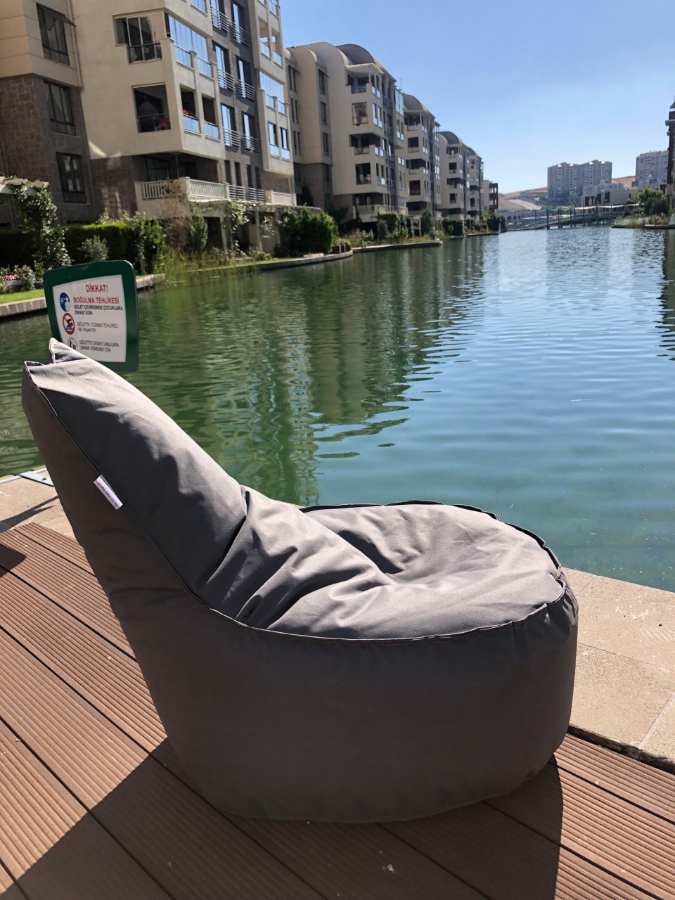 Fotoliu de gradina puf beanbag Aktif Gri - 2 | YEO