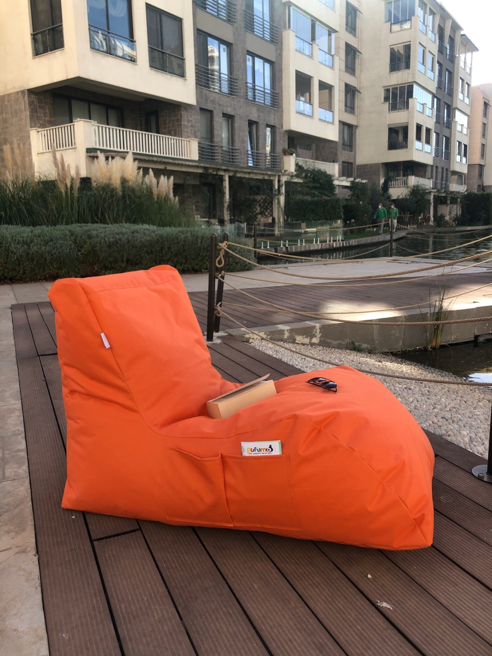 Fotoliu de gradina puf beanbag Daybed Portocaliu - 2 | YEO