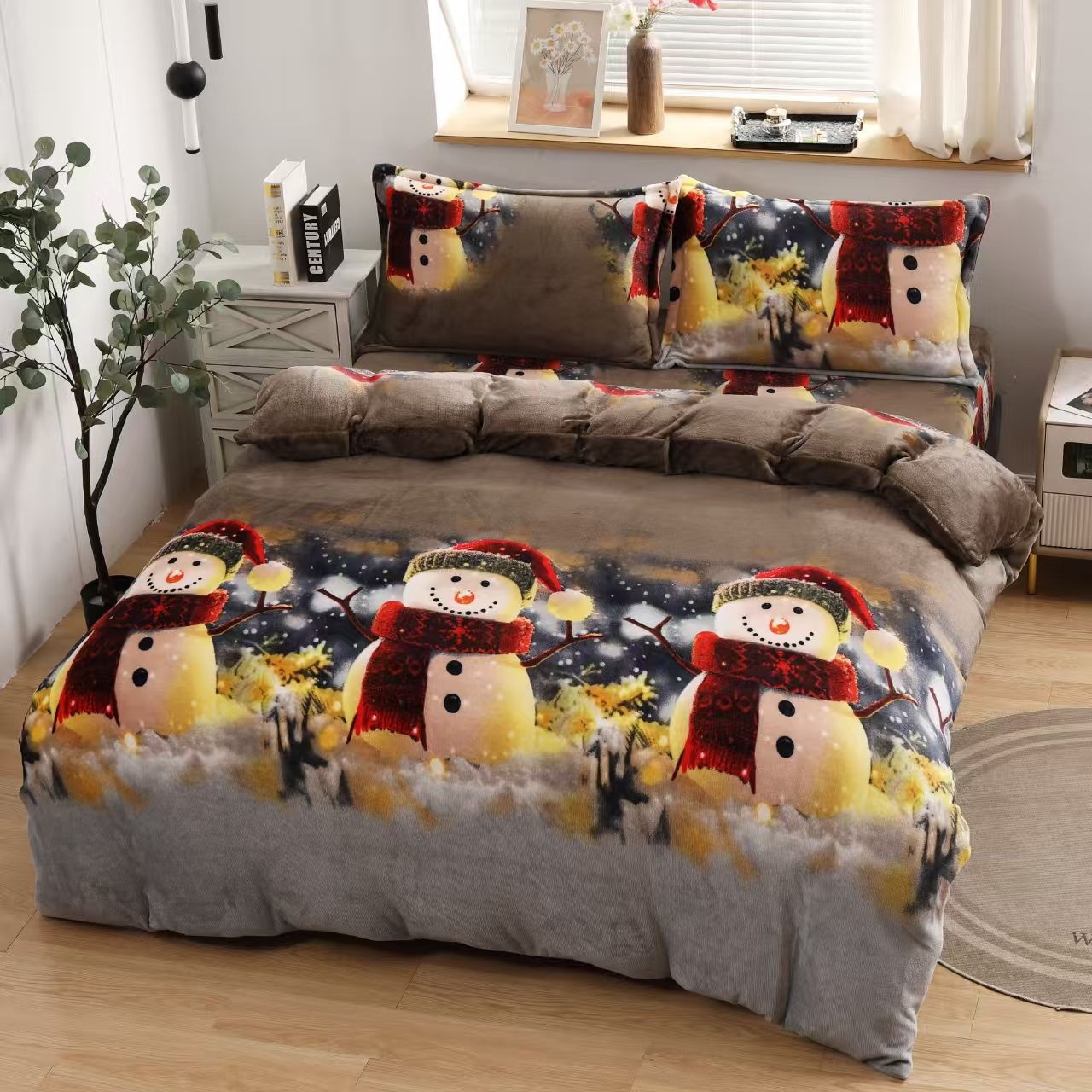 Lenjerie Craciun cu Elastic 180x200 Christmas V102 (Cocolino)