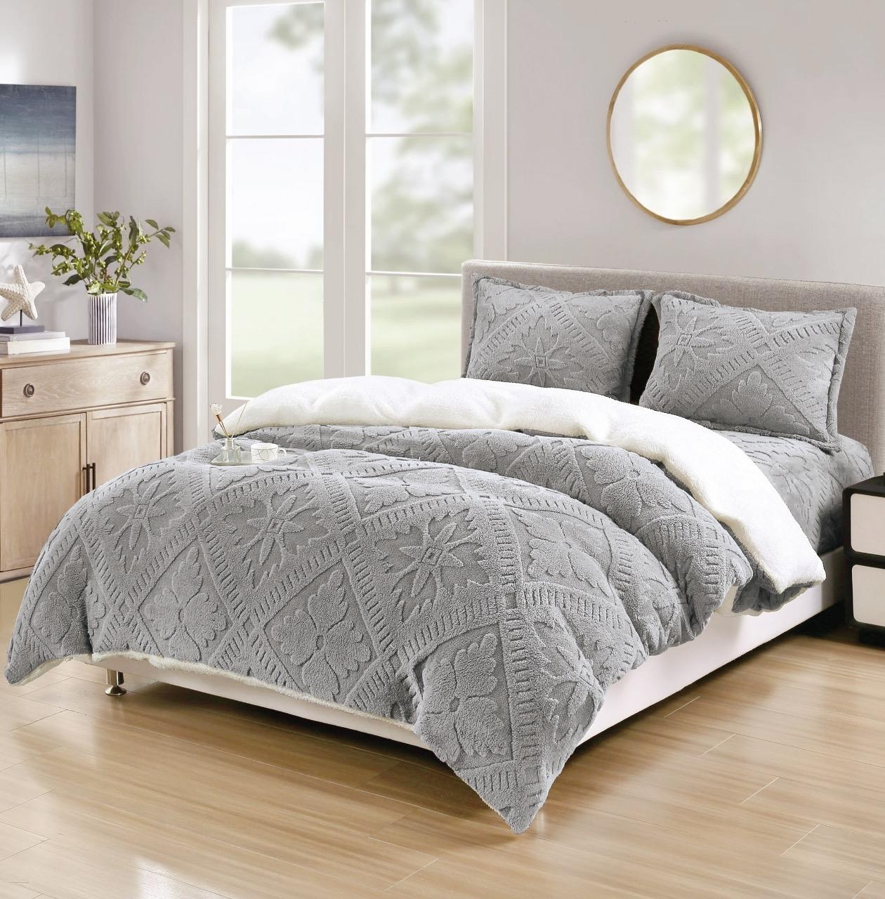 Lenjerie cu blanita, elastic 180x200 Sigma V14 Gri dechis (Cocolino)