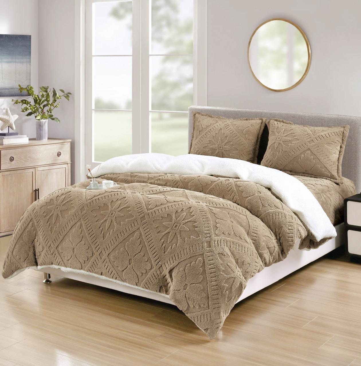 Lenjerie cu blanita, elastic 180x200 Sigma V23 Dark Bej (Cocolino)