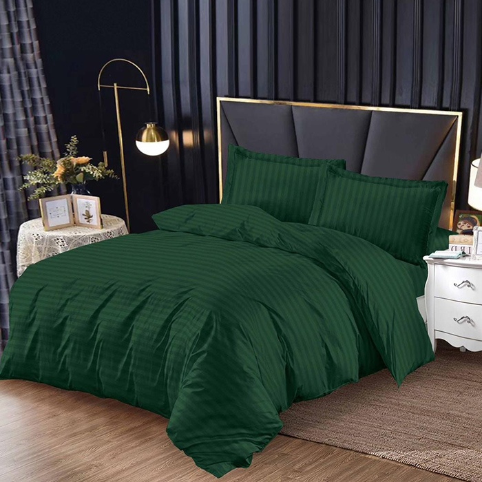 Lenjerie Damasc 1 persoana 140x200 Bright V4 Verde inchis, 4 Piese (Finet)