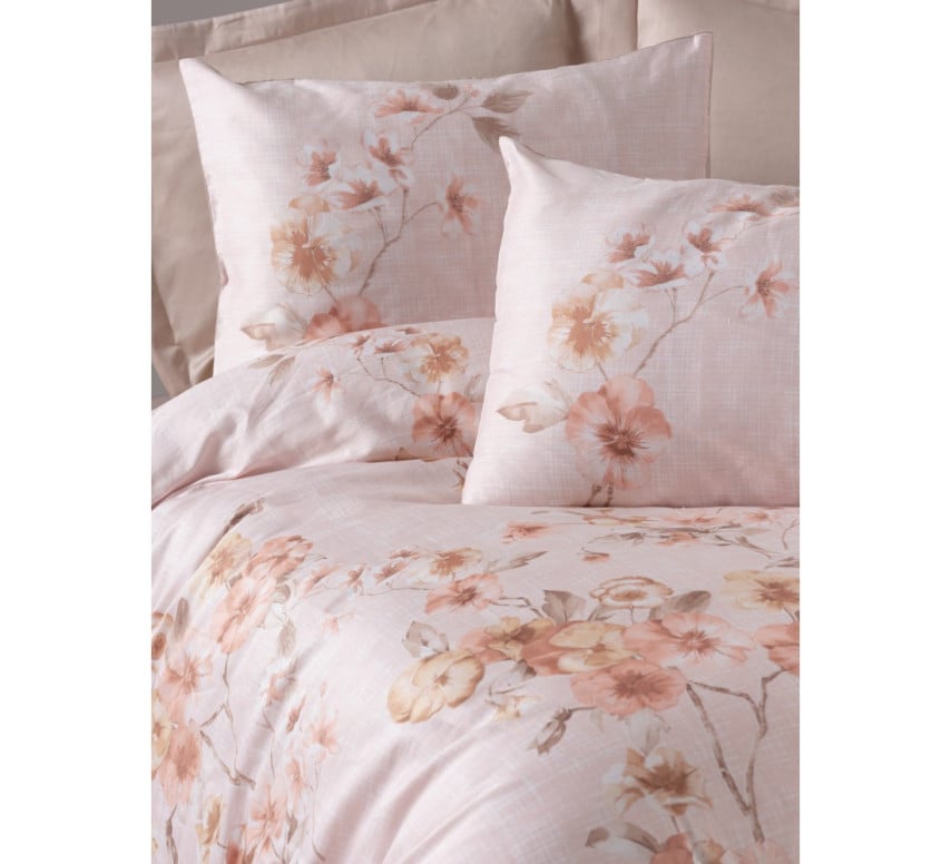 Lenjerie Family Pansy Bej, cu 2 cearsafuri de pilota (Satin Deluxe) - 1 | YEO