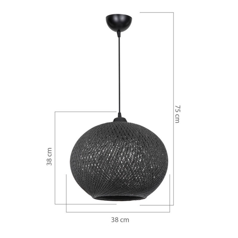 Lustra cu o singura lumina PWL-1112, E27, negru, 38x75 cm - 2 | YEO