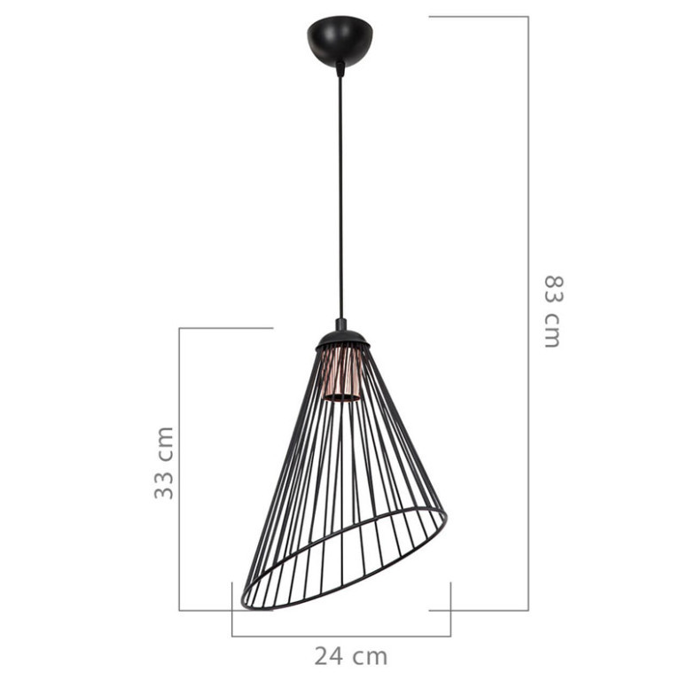 Lustra cu o singura lumina PWL-1192, E27 negru, 24x83 cm - 2 | YEO