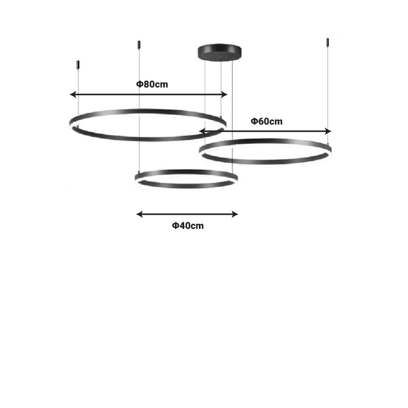 Lustra Premele LED metal negru 80x80x150 cm - 1 | YEO