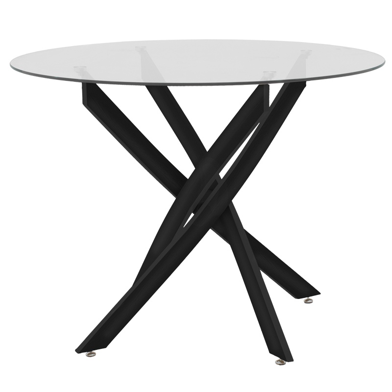 Masa Antoro din sticla cu picioare din metal negru 100x100x75 cm - 1 | YEO