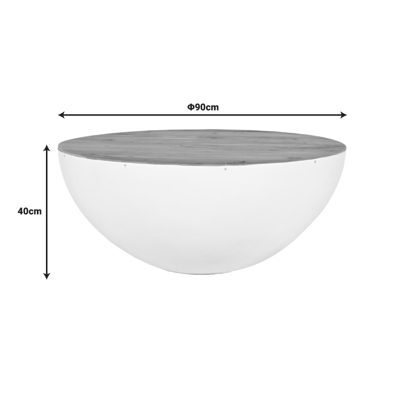Masa de cafea Boho Coffelty, Pako World, Alb, 90x90x40 cm